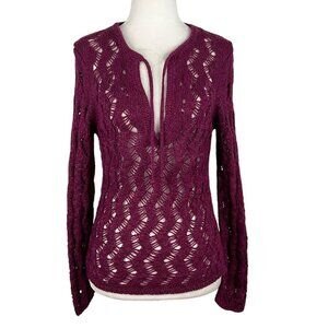 Loft WOMEN'S OPEN KNIT SWEATER‎ V-NECK LONG SLEEVE PURPLE SIZE XSP